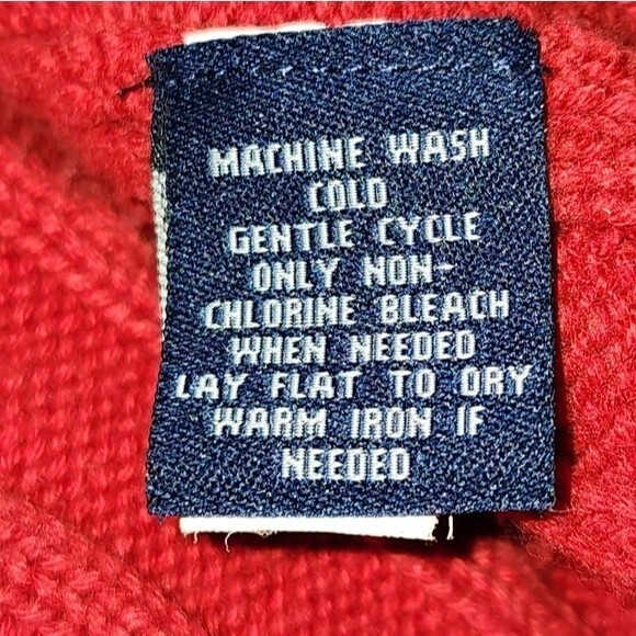 Chaps Red & Gold 100% Cotton Cable Knit Crew Neck Sweater Size L - Picture 7 of 7